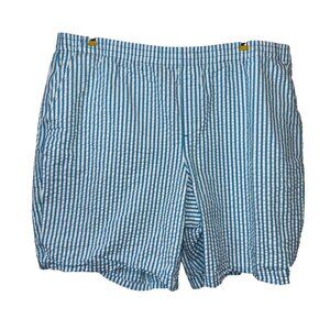 Lands End Blue White Striped Seersucker  Womens Shorts 24W
